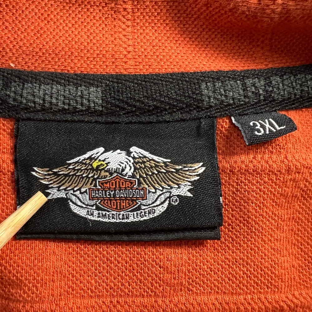 Harley Davidson Authenic 3 Button Pullover Orange… - image 5